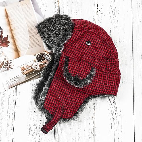 Image of ONWAY Trapper Hat Winter Hats for Women Men with Faux Fur Ear Flaps