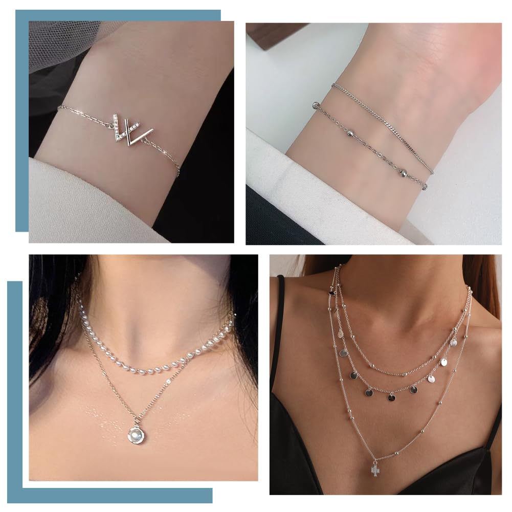 Beebeecraft 1 scatola di Catene Barbazzale Da 1 m, Catena Piatta In Argento Sterling, Sfusa per La Creazione di Gioielli