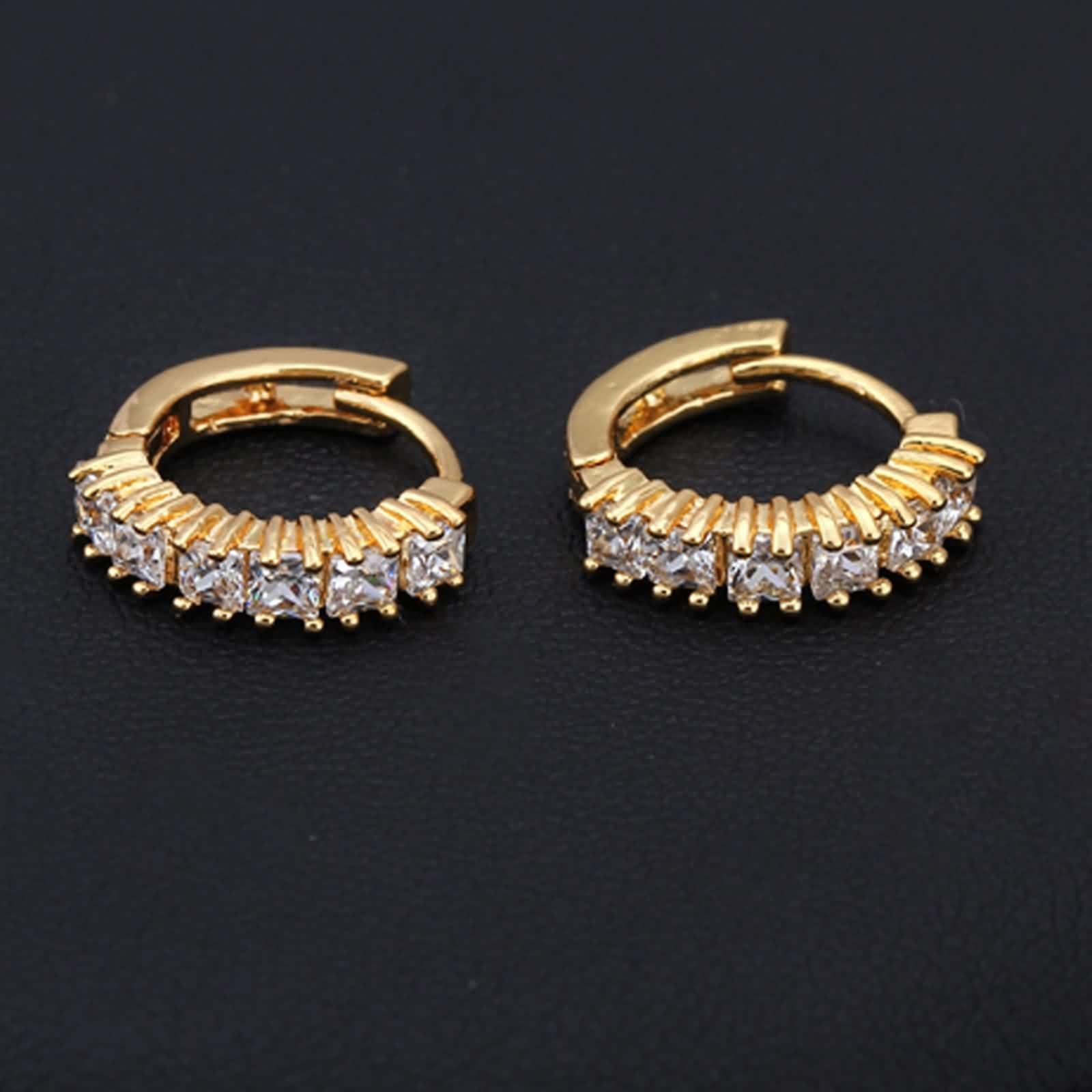 Ohrringe 9K / 14K / 18K Gelbgold für Damen, Quadrat mit Moissanit, Frauen Hoops Ohrringe Gold