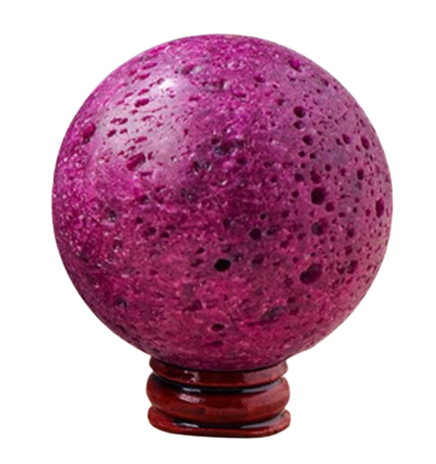 BHBHCPZGR Ruby Crystal Sphere, Red Ball Ornaments,Feng Shui Supplies,Divination with Wood Stand Witchcraft Home Decorative,50~55mm