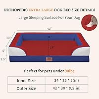Vista 597 de Comfort Expression - Cama ortopédica para perros extragrandes, 53 x 42 pulgadas, cama impermeable y de apoyo de espuma con cojines removibles