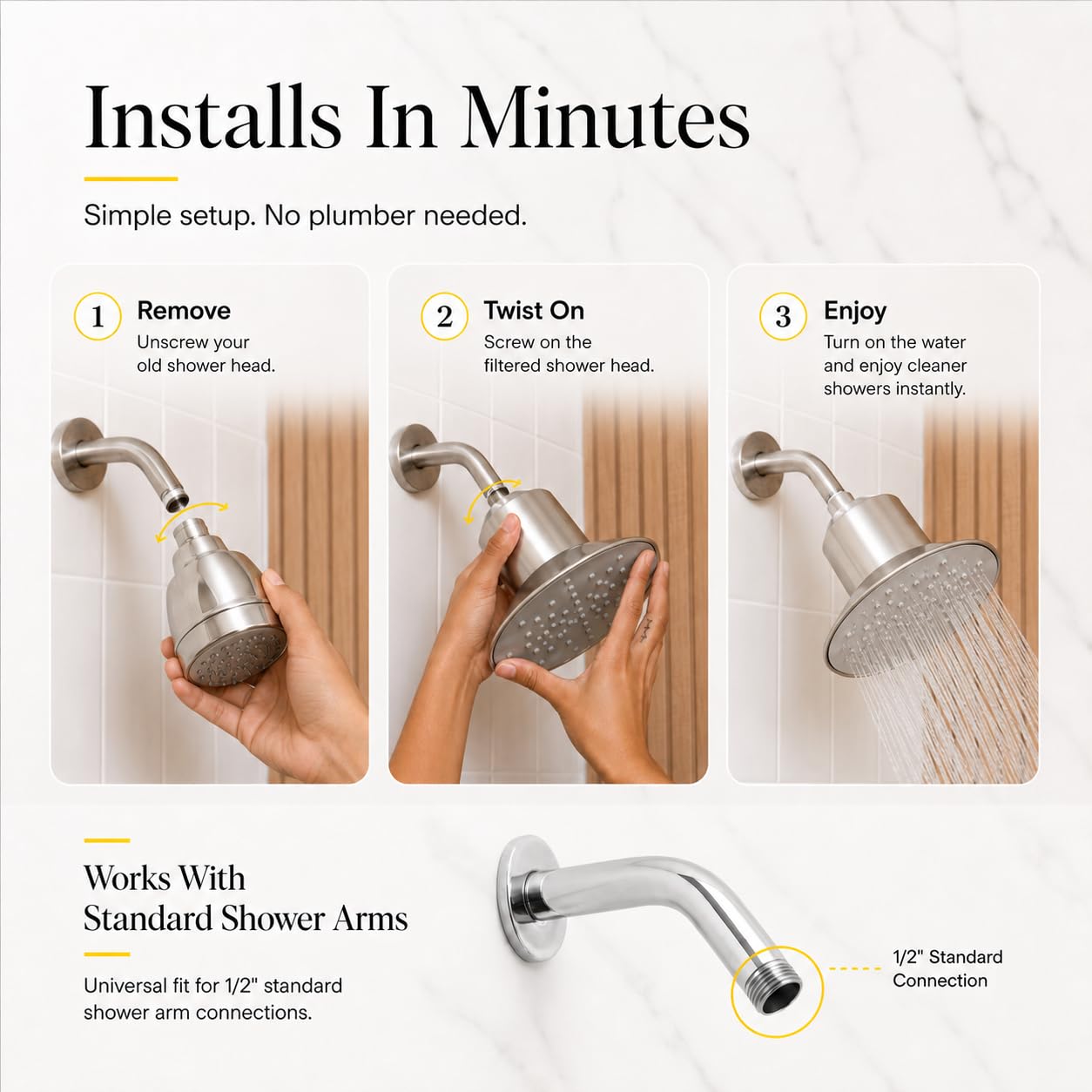 Afina A-01 Advanced High Pressure Filtered Shower Head - Reduces Dry Juchy Skin, Dandruff, Ekzeme and Dramatically Improves The Condition of Your Skin, Hair and Nails (Nickel) | KDF-55 Duschfilter & Wasserfilter Duschkopf für hartes Wasser, reduziert Chlo