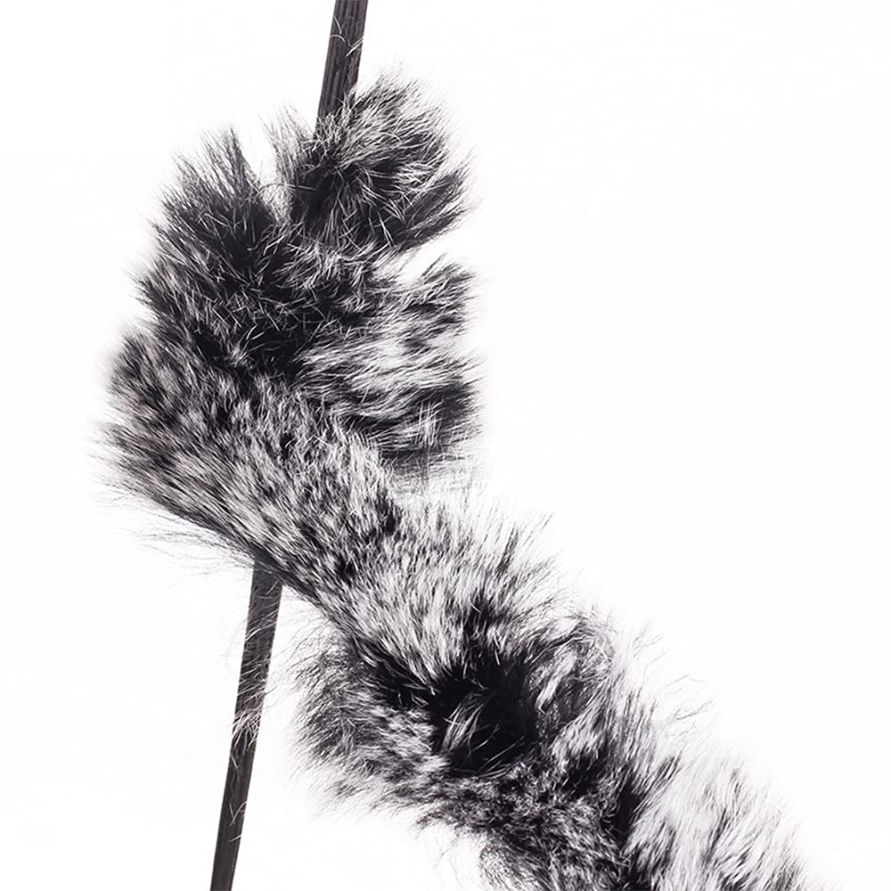 SPG Archery Bow String Silencer Otter Dampener, 1 Pair Bow Stabilizer String Silencer Rex Rabbit Fur Hide Bowstring Silencer for Recurve Bow Traditional Hunting