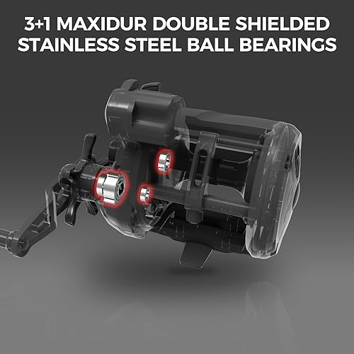 Miniatura 8 de KastKing ReKon Round Baitcasting Fishing Reel, Conventional Baitcasting Reel, Line CounterLevel Wind Trolling Reel, Powerful Carbon Disc Drag,