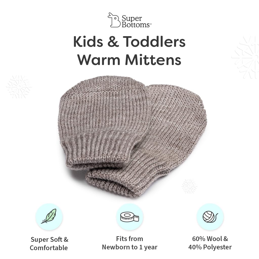 superbottoms Winter Mittens for NewBorn Babies & Infants l Fits 0-1Y Old l Woolen Blend - Image 3 thumbnail