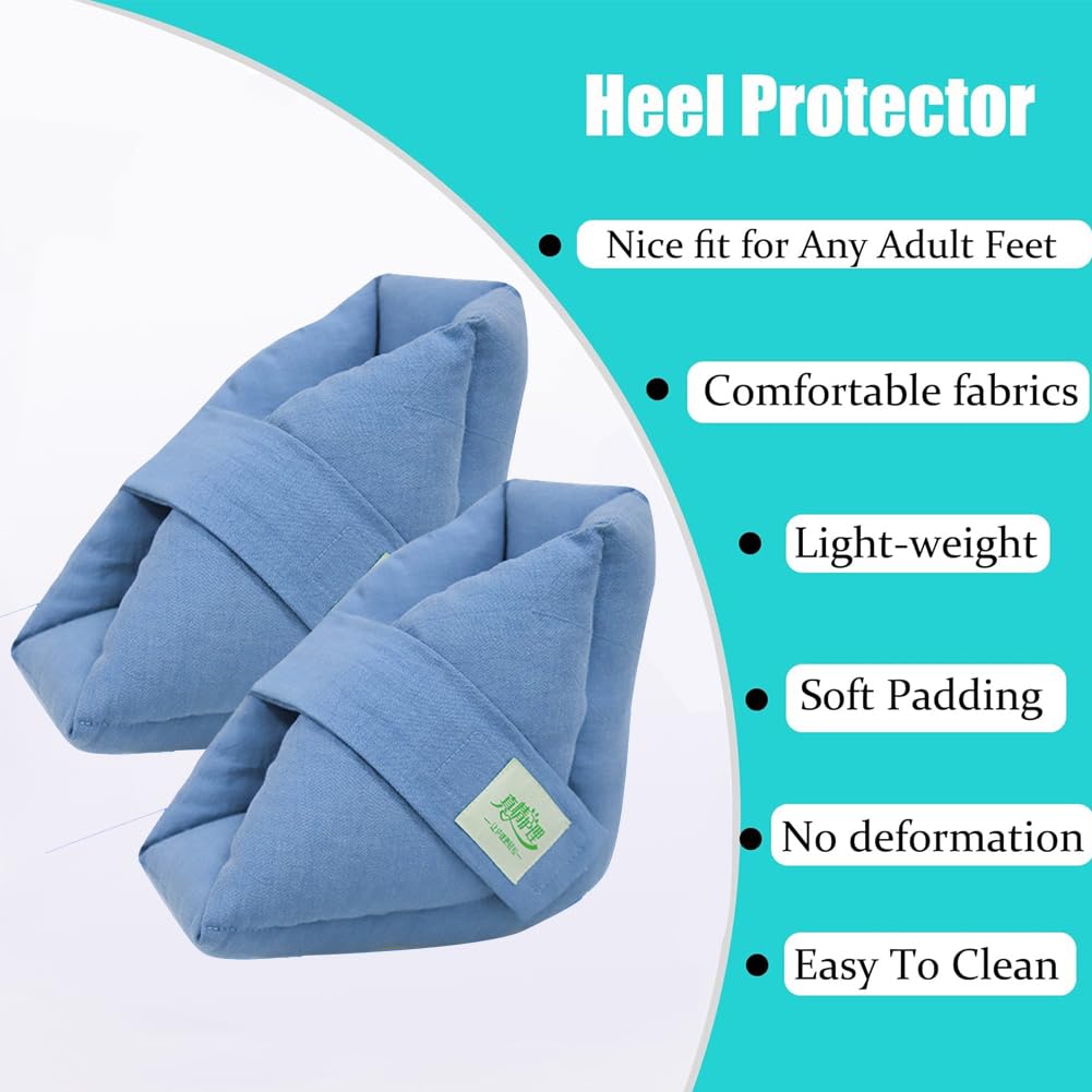2 cojines protectores de talón, almohada de apoyo para pies sin carga, alivio del dolor de úlceras y úlceras, suministros de recuperación de cirugía para ancianos postrados en cama,