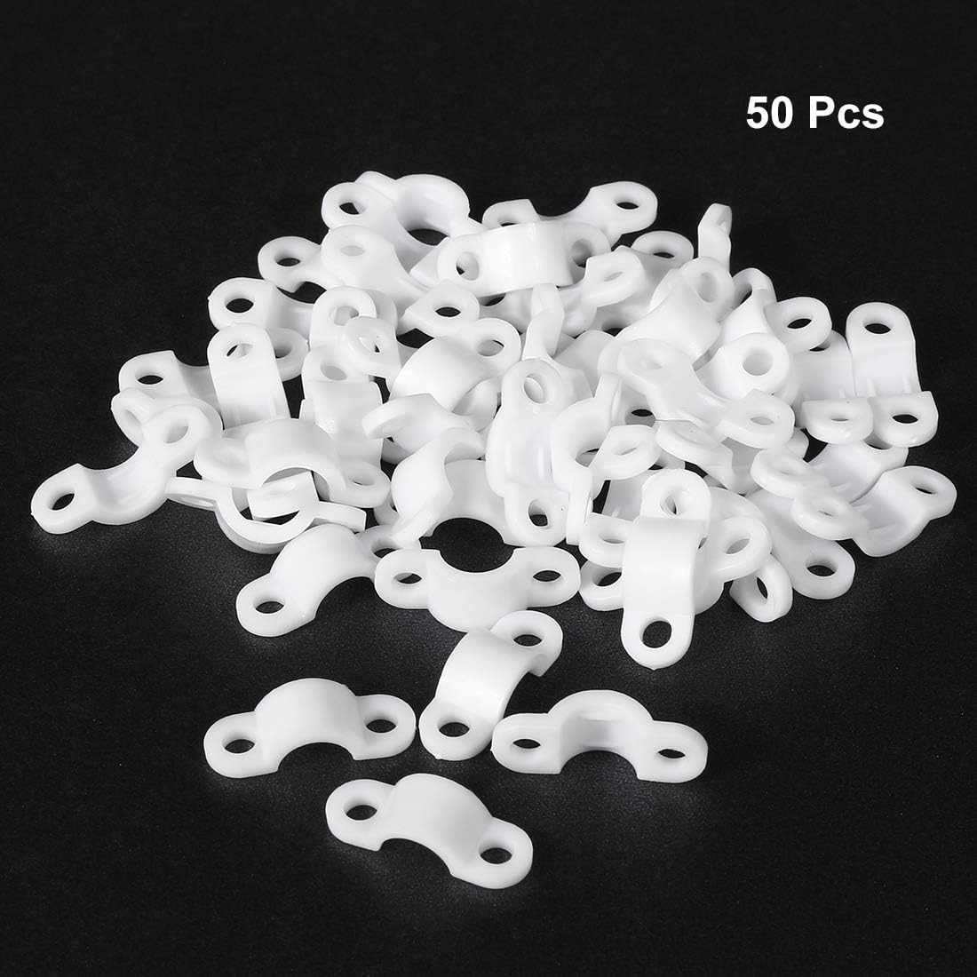 uxcell 50pcs Nylon Cable Clamp Wire Tube Fastener Fixing Clip Curve White