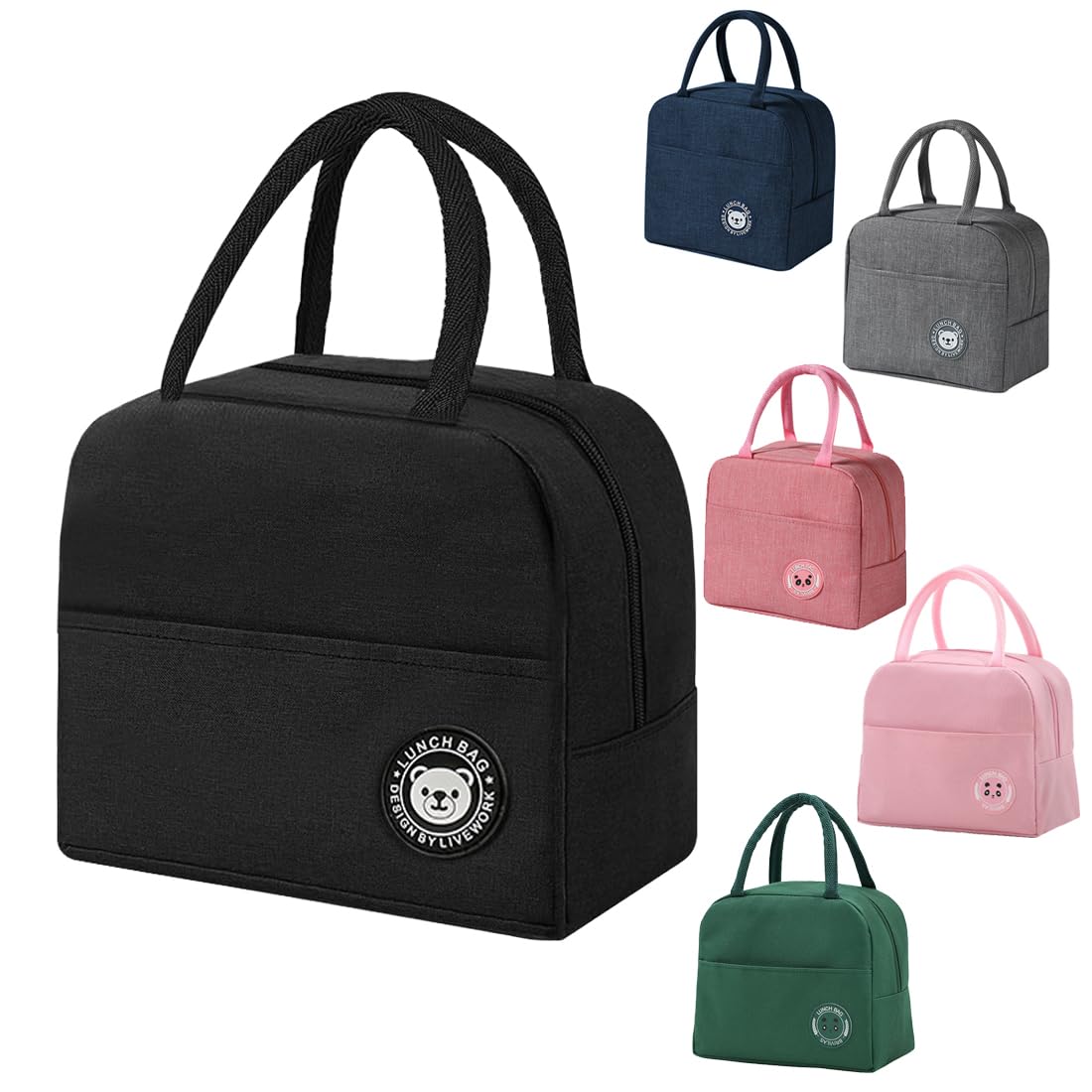 SHSMPXOY Lunch Bag,6L Insulated Lunch Bags for Women,Thermal Lunchs Bag for Men Kids Girls Ladies,Lunchs Cool Bag Water-Resistant Thermal Leak-Proof Lunches Organizer for Work,Picnic (Black)