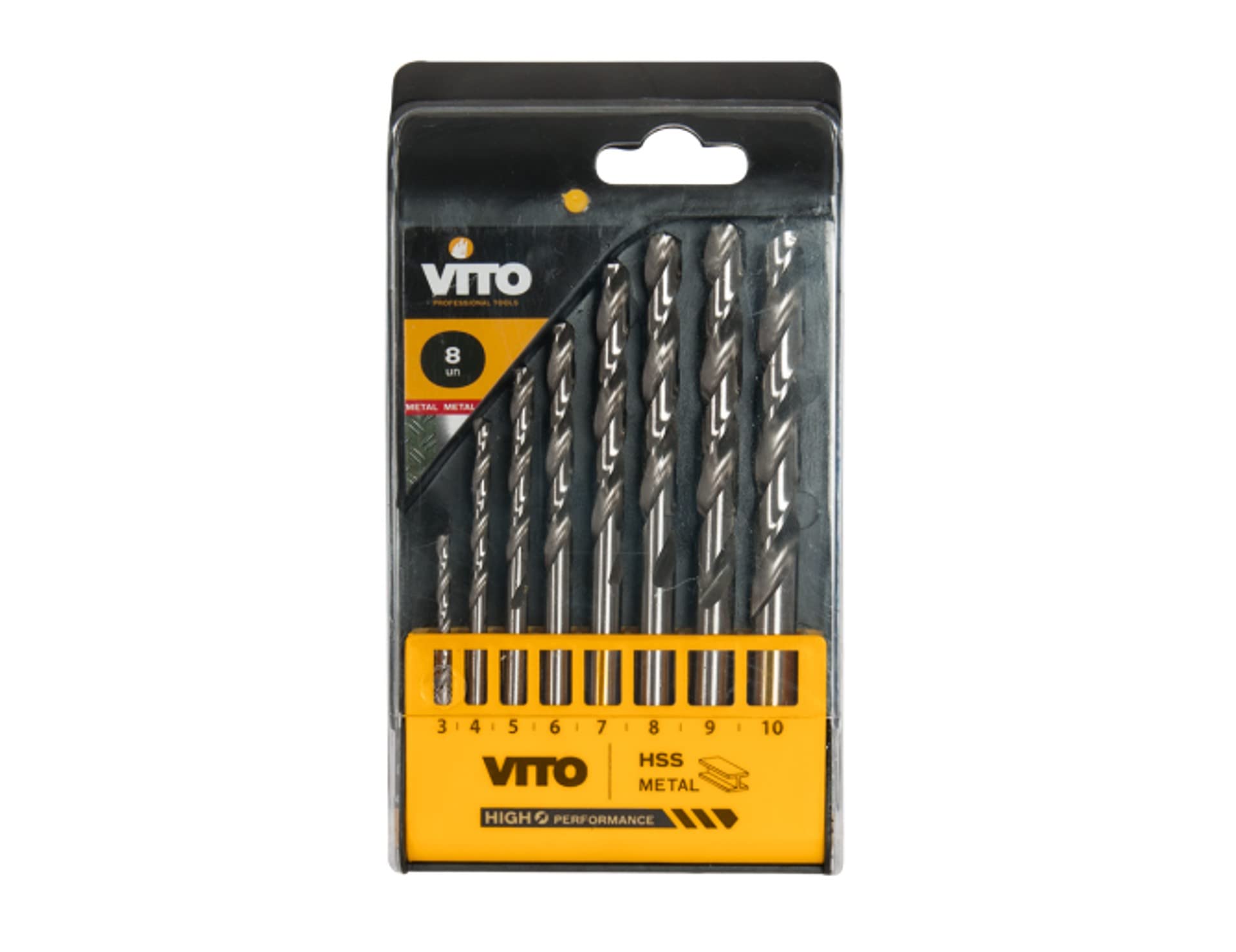 Wiertła COBALT Zestaw 8 sztuk Ø 3,4,5,6,7,8,9,10 mm VITOPOWER Stal kobaltowa