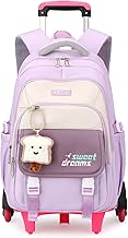 Amythe Mochila con Ruedas Niña, Mochilas Escolares Trolley para Adolescentes, Carro Mochila de Viaje para Niños, 36L Mochila Portatil Informal para Chica y Mujer con Carrito -Morado