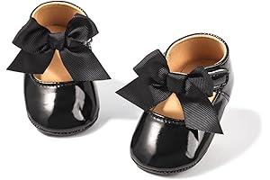 Baby Girl Black Shoes Mary Jane Flats - Perfect First Walking Shoes