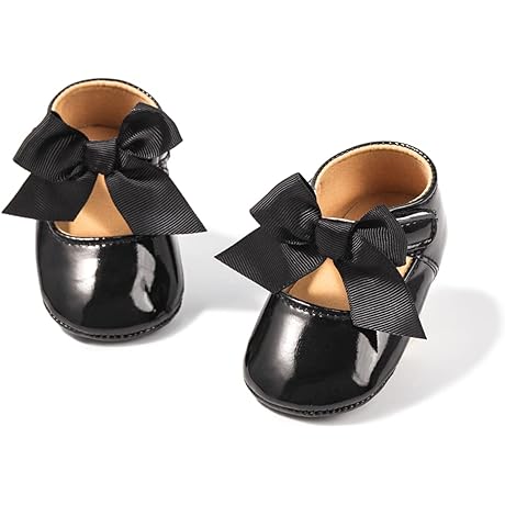 Baby Girl Black Shoes Mary Jane Flats - Perfect First Walking Shoes