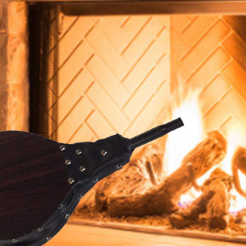 Soffietto in legno per camino, soffiatore manuale in legno, per barbecue, camino, ventilatore a mano, accessorio per camino, ventilatore per barbecue, camino, ventilatore marrone, con