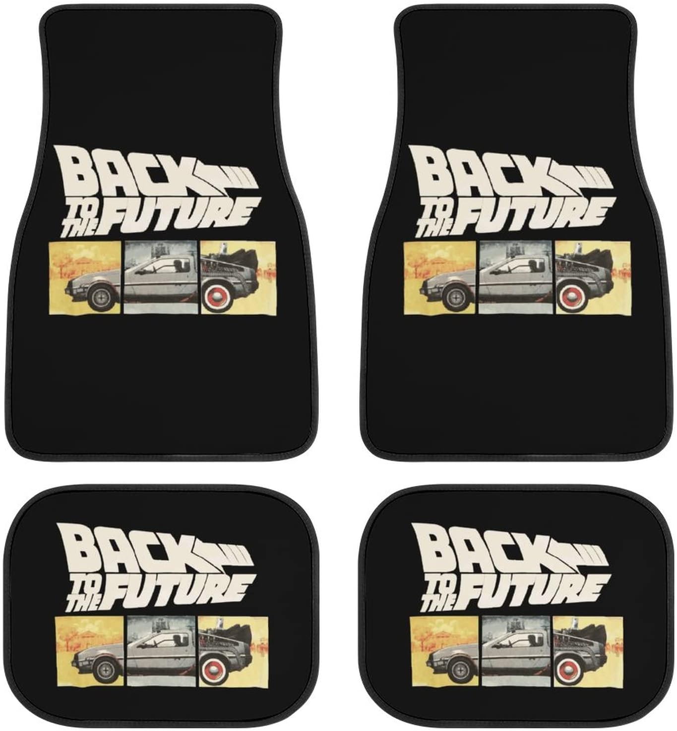 カーフロアマット バックトゥザフューチャー 1台分4点セット カーマット 車用マット 車用フロアマット フロント2枚 リヤ2枚 汎用フロアマット 滑り止め 軽 普通車 ノンスリップ ラゲッジマット 汚れ防止 四季通用 カー用品 防水 クッション性 Cafe Du Jardin Com