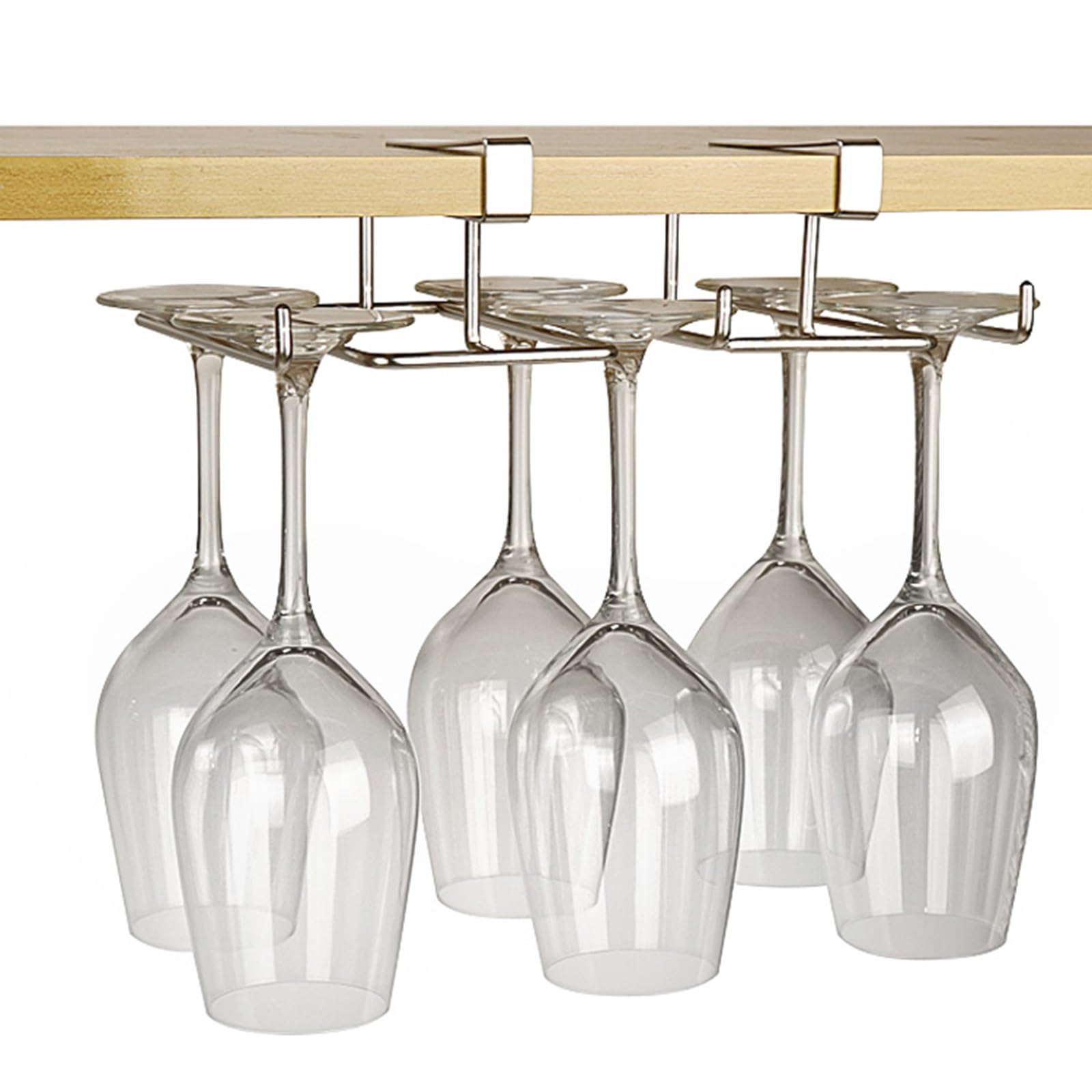 Soporte para Copas de Vino bajo el Armario - Soporte metálico Colgante para Copas, Ideal para decoración del hogar y Almacenamiento en la Cocina - Elegante Colgador de co