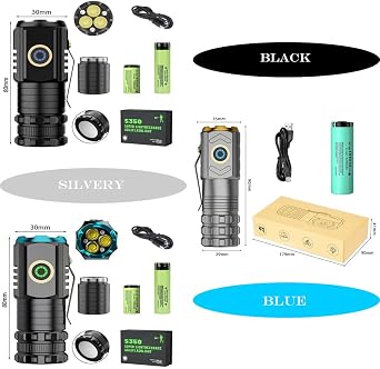 Flash Light,World Brightest Flashlight,Rechargeable Tactical Flashlight, Magnetic Rechargeable Super Bright Flashlight (Grey)