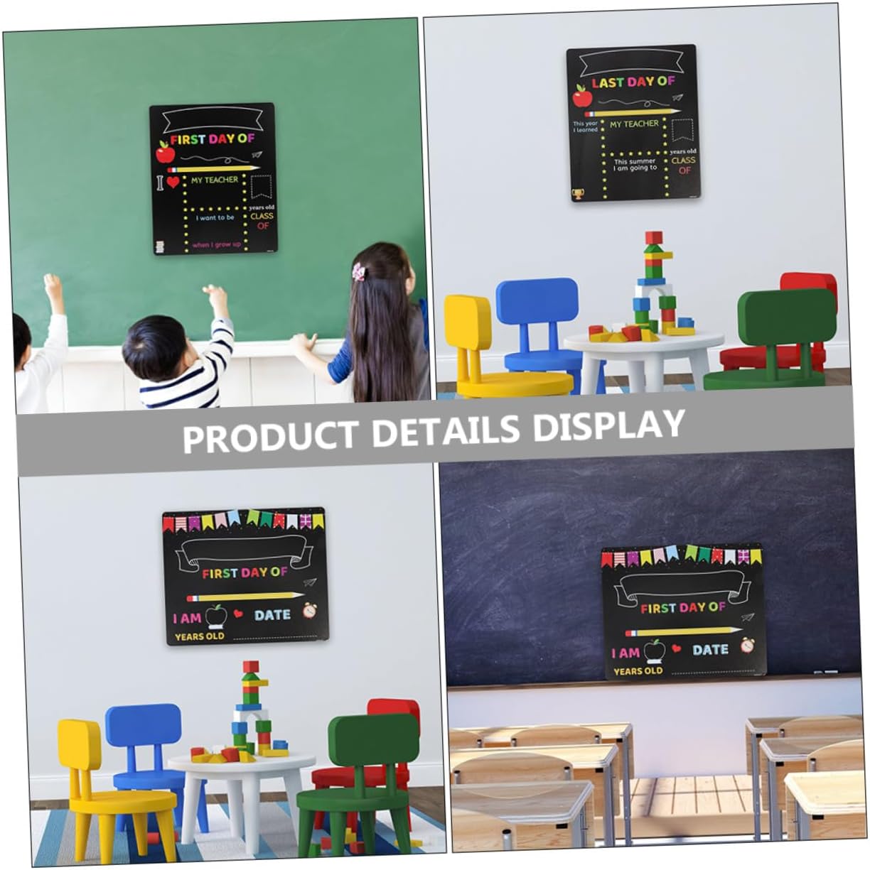 2pcs Writing Chalkboard Set for Kindergarten and Preschool, Erasable PVC Blackboard with Message Sign for Classroom and School Use