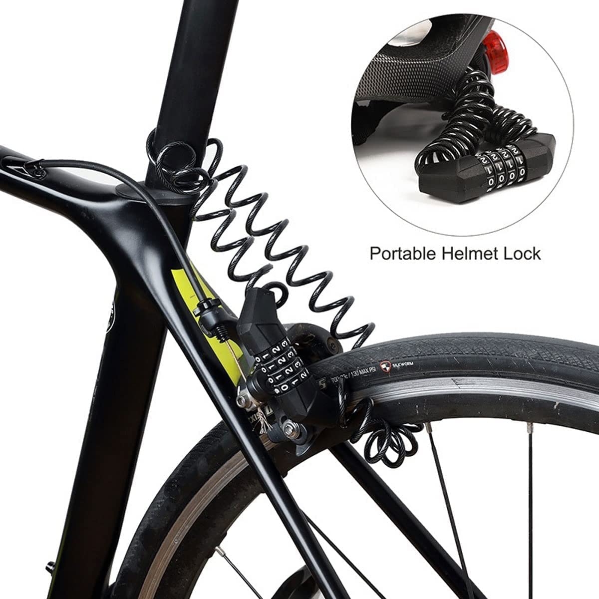 Lucchetto per Bici da 1,5 m, antifurto, con Cavo in Tessuto d'Acciaio, per Moto, Scooter, Casco, Borsa, Sella, Accessori per Bicicletta, lucchetti per Ciclismo (L 150 cm)