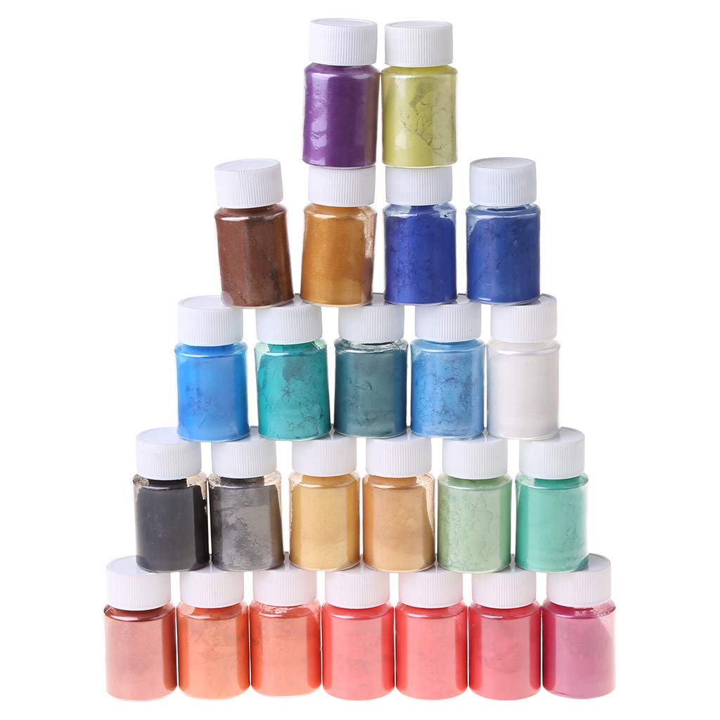 Nawwgy 24 Colors Pearlescent Natural Mineral Powder Epoxy Resin Dye Pearl Pigment