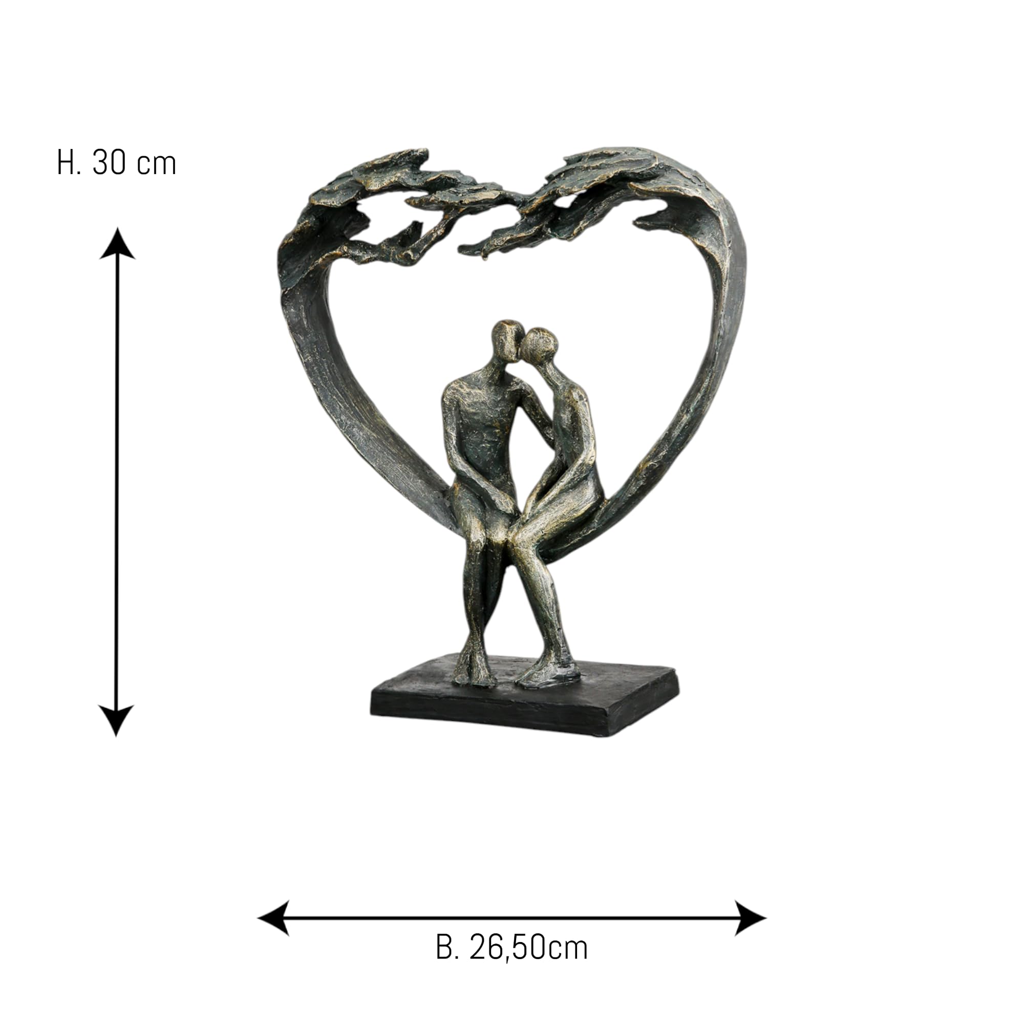 Casablanca Skulptur Kiss Under Tree, Deko Figur Bronze, Kunstharz Statue Wohnzimmer, Büro Dekoration H. 30 cm x B. 26,5 cm - Moderne Paarfigur Couple, Liebe Hochzeit