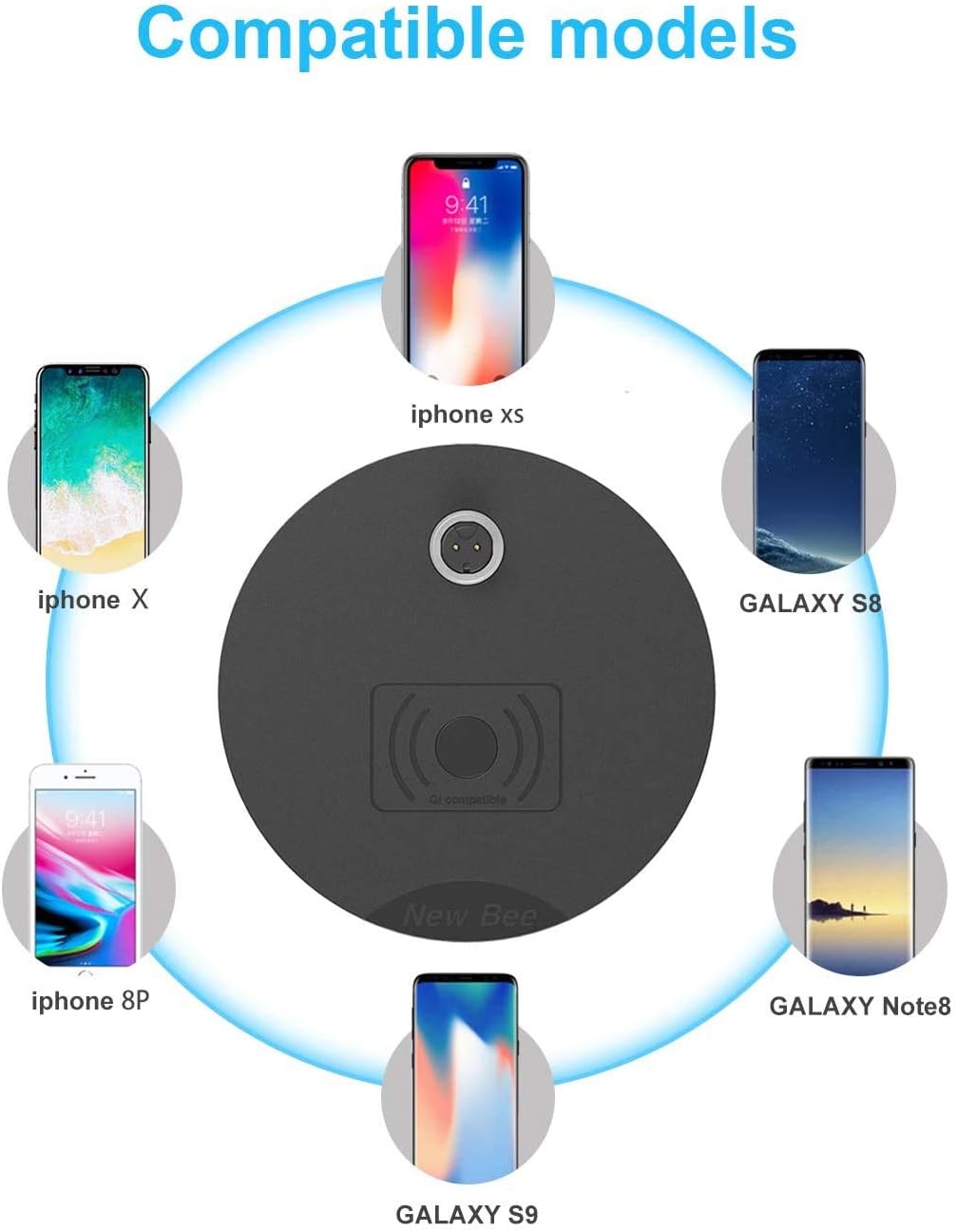 Fast Wireless Charging with Headphone Stand New Bee Sturdy 2-in-1 Headset Holder & Wireless Charger Pad for iPhone Xs MAX/XR/XS/X/8/8 Plus Galaxy Note 9/S9/S9 Plus/Note 8/S8 (Black) : Electronics