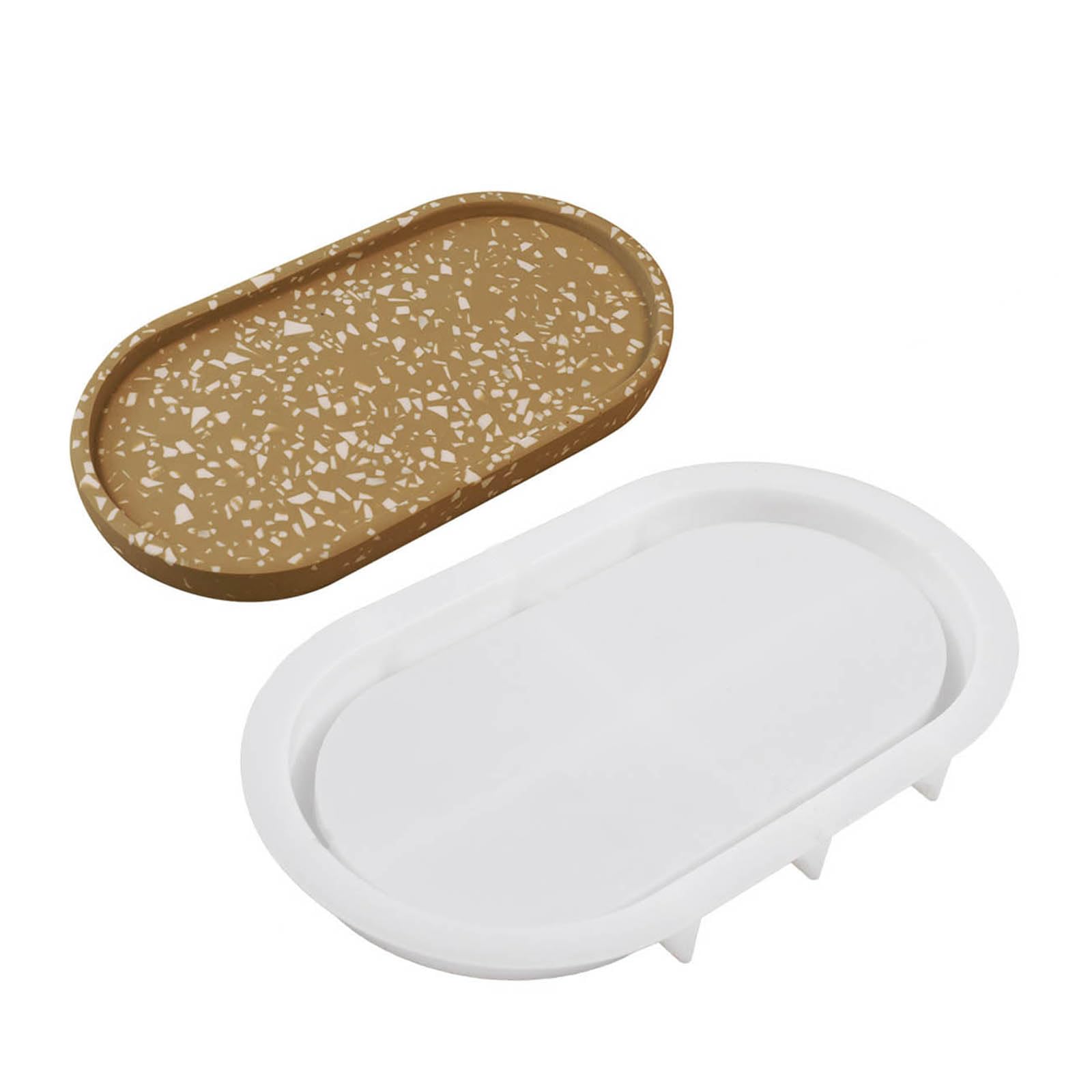 NEWFT Elliptical Disc Storage Tray Mold Crystal Epoxy Resin Gypsum Cement Silicone Mould Placemat Mold Craft