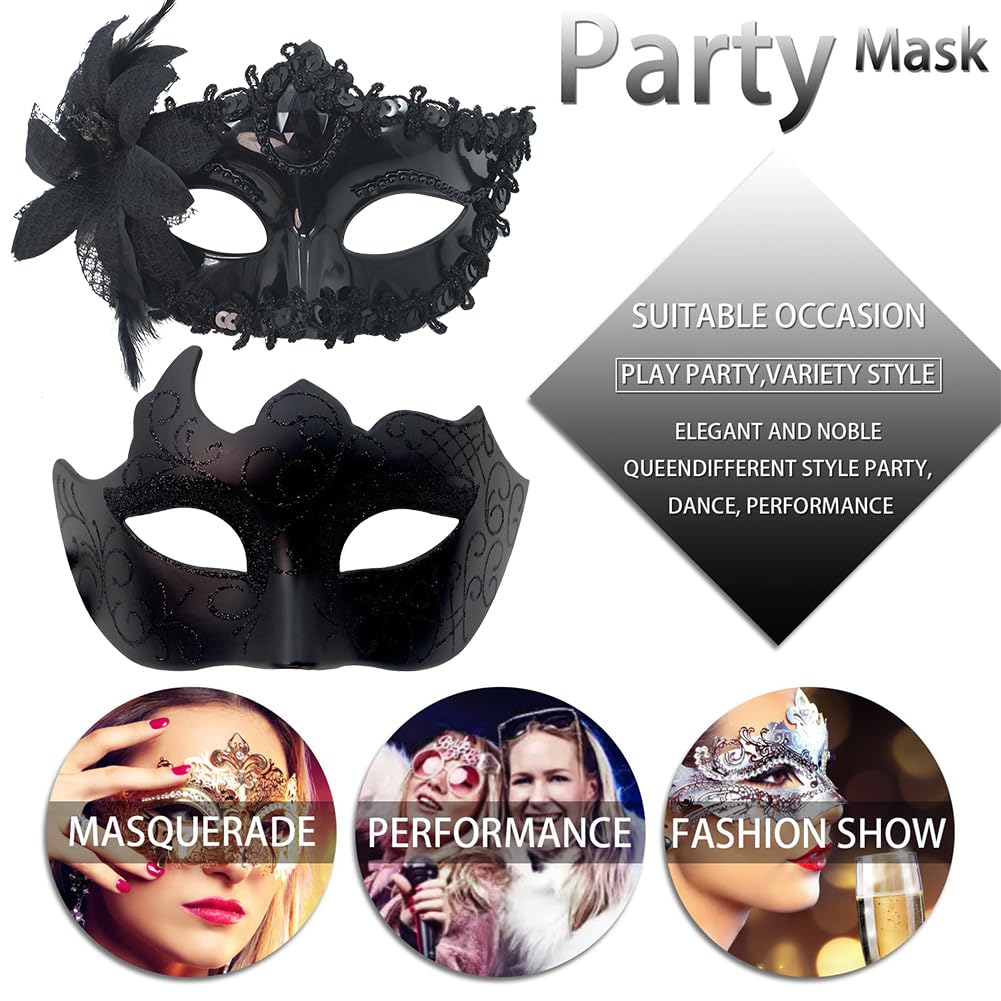 WFKKMEQ Couple Masquerade Masks - Image 4