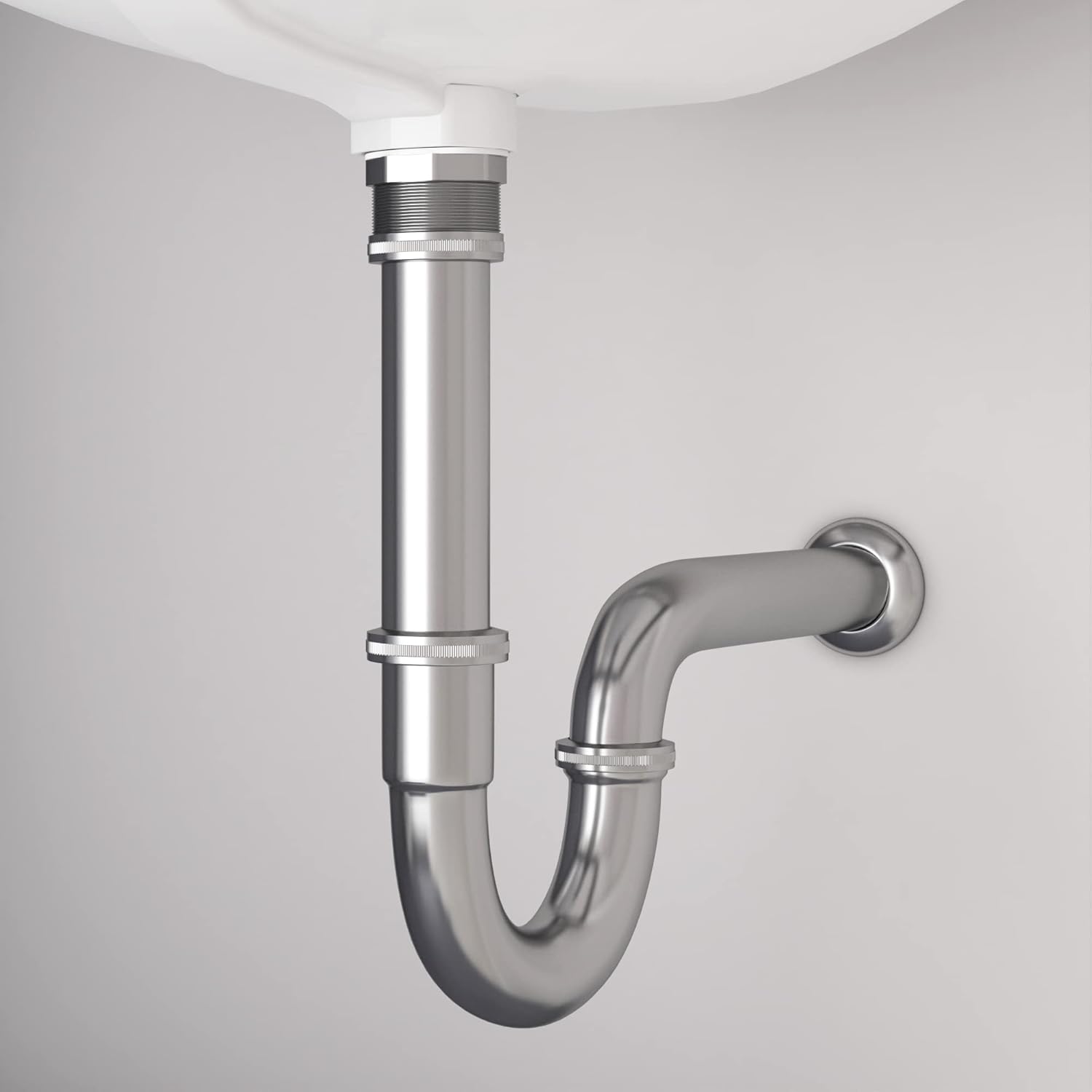 Chrome Brass Adjustable Height Bathroom Sink P-Trap Kit