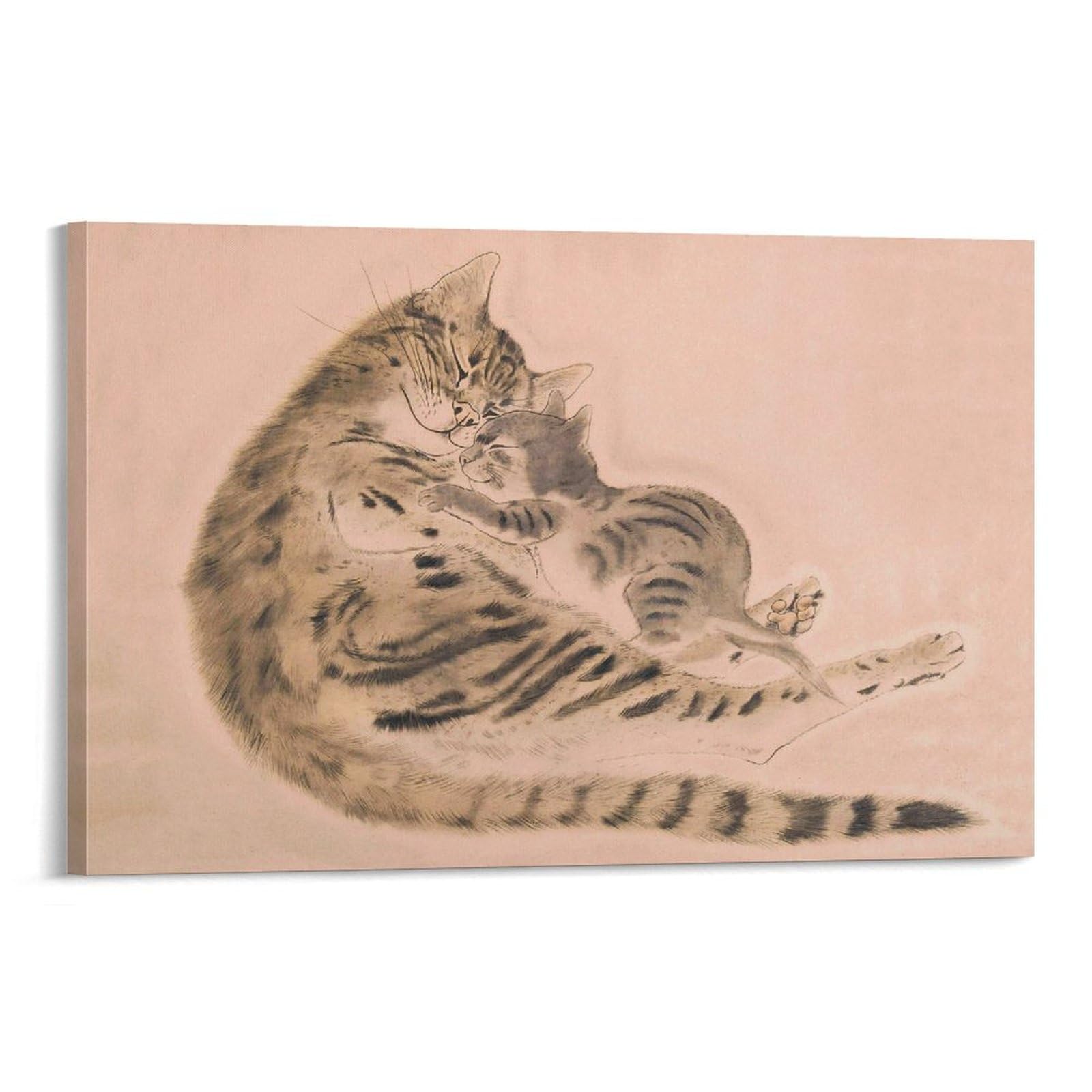 Amazon.co.jp: 藤田嗣治 猫の素晴らしい絵画 インテリア フレームの