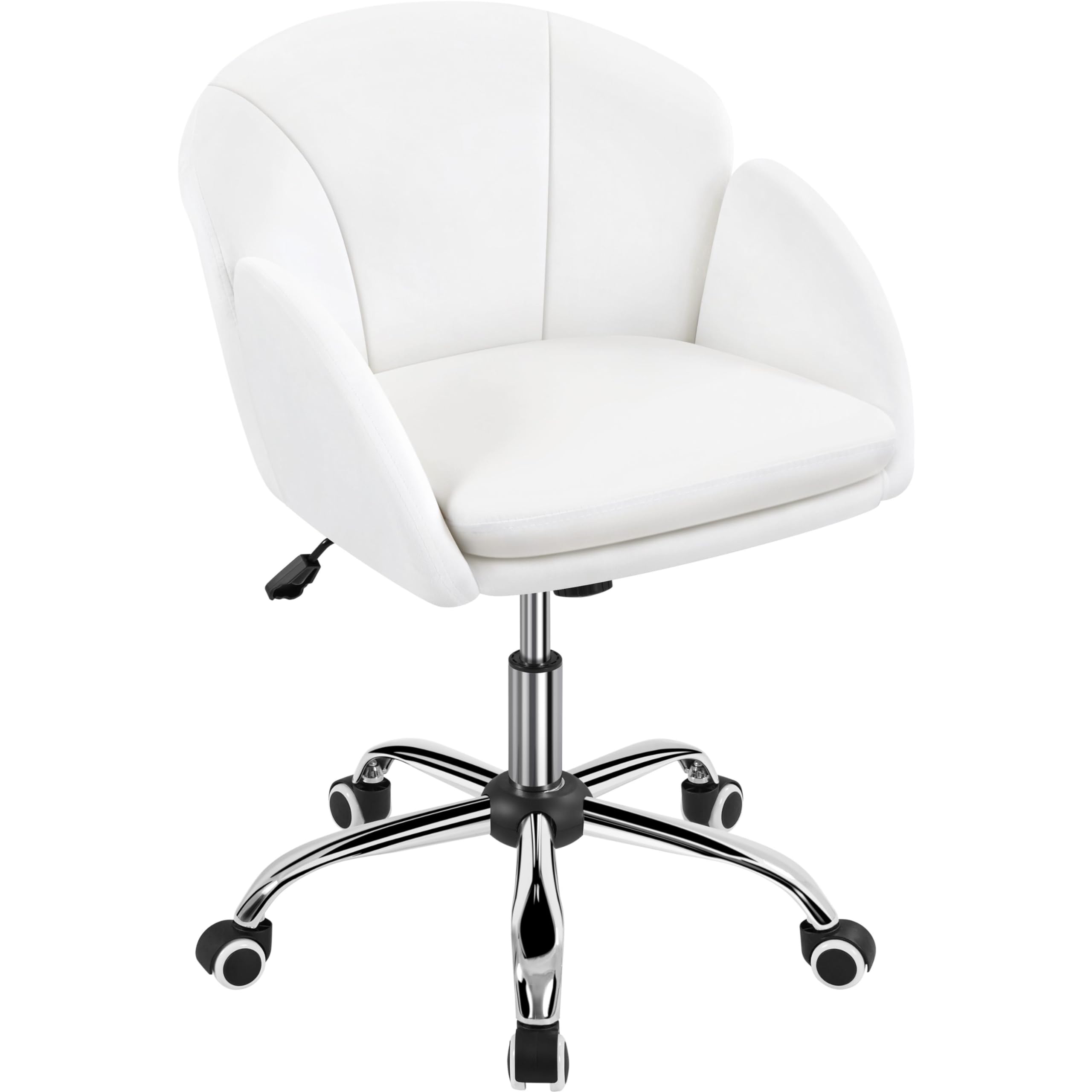 Yaheetech Silla de Oficina Silla de Terciopelo Silla de Trabajo Alchoado con Ruedas Silla MAX Capacidad 136 KG Color Blanco