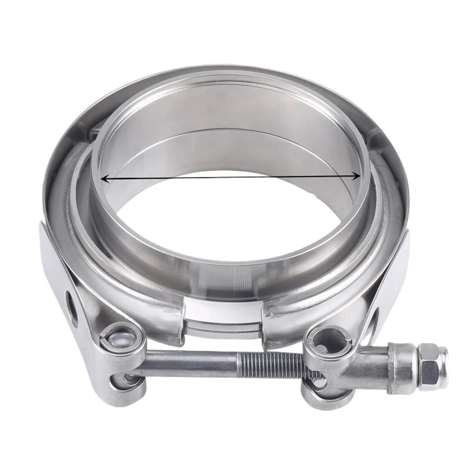 Ygleeuli Men's One Color V Band Clamp Car 304 Stainless Steel V Band Clamp Turbo Exhaust Pipe Vband Fe Flange Kits Universal(63Mm 2.5Inch)
