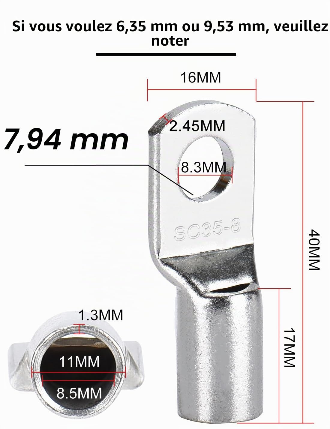 DIHOOL Câble de Batterie 25mm2 M8 100cm 4awg câble Silicone Flexible résistant à la Chaleur