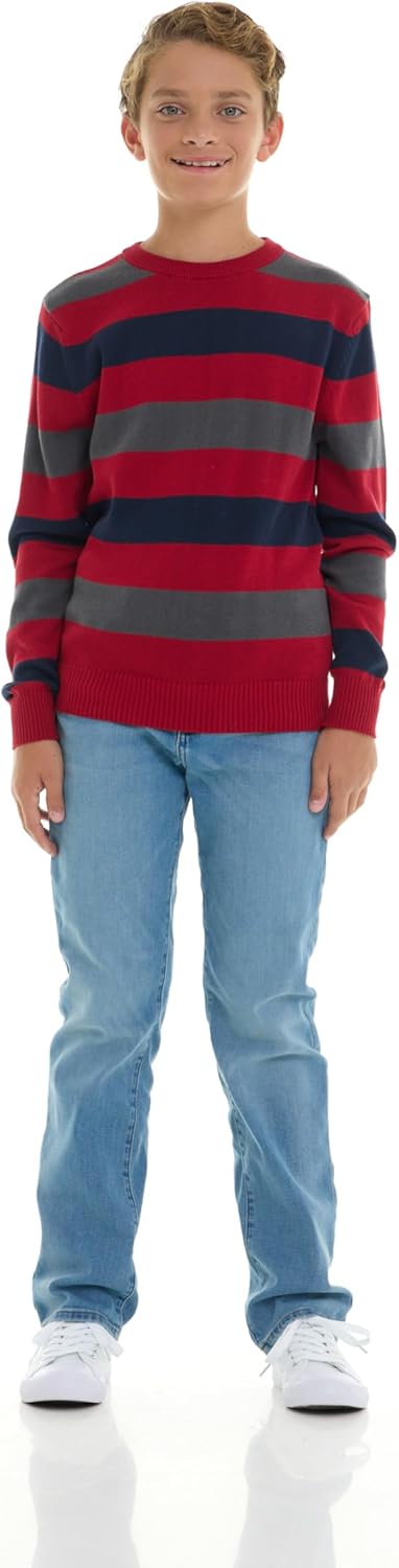 Boys 100% Cotton Crewneck Sweater Soft Knit Pullover for Fall and Winter Long Sleeve Warm Knit - Image 8