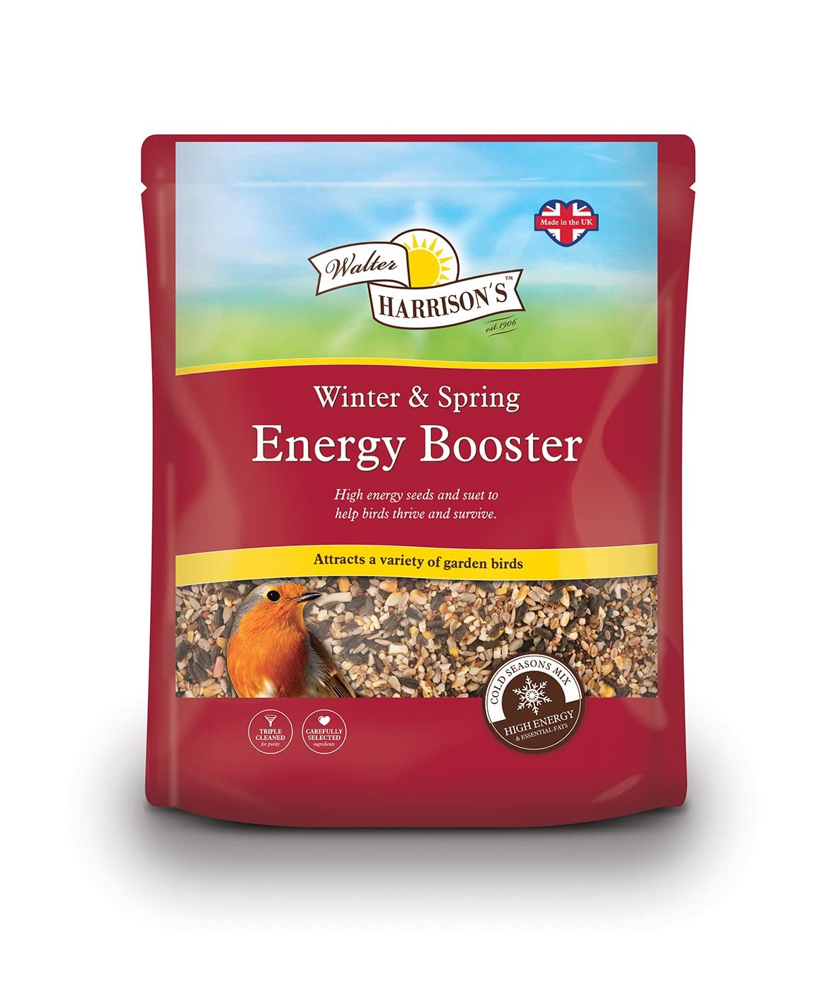 Walter Harrison's Winter and Spring Bird Food – Sunflower Hearts No Mess, High Energy Bird Food for Wild Garden Birds, 2 kg