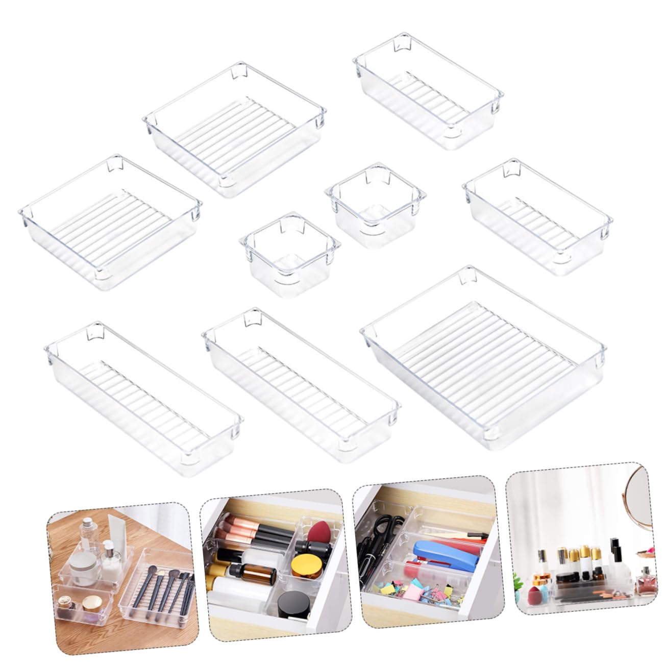 DOITOOL Vassoio Portaoggetti in Plastica per Organizer per Bagno Scatola per Scrivania Contenitore di Stoccaggio Semplice e Resistente