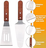 Vista 3 de Juego de servidor de pasteles y servidor de pasteles con mango de madera, juego de acero inoxidable para cortar y servir postres, brownies