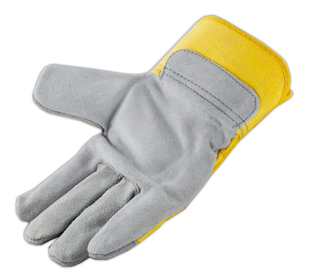 Black Friday - 70% OFF Galeton Tiger Cat Premium Leather Palm Gloves Safety Cuff Yellow 12 Pack 2112, Large (2112-L)