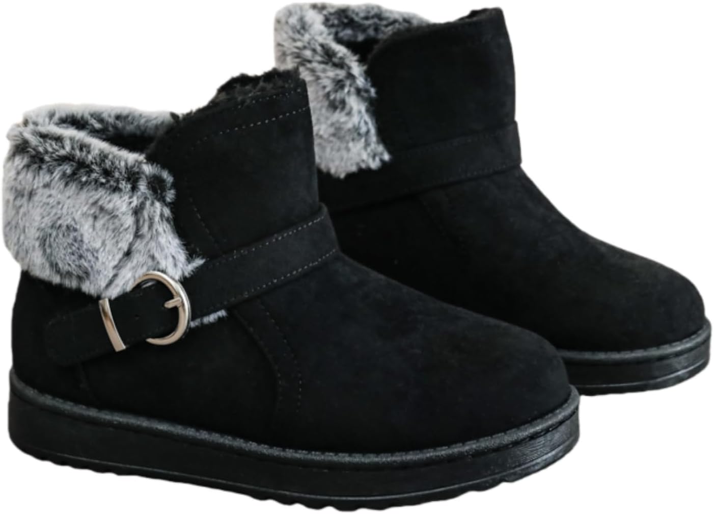 WALK AGAIN Women's Wedge Bootie with Memory Foam, Mid-Calf Water-Resistant Winter Boots Cozy Faux Fur Lining