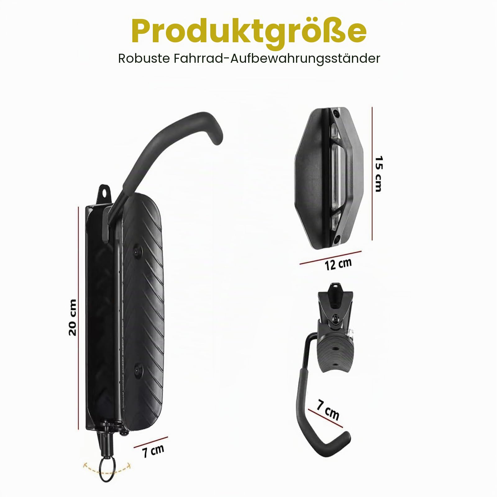 4 Stück Platzsparender Stabiler Wandfahrradständer, Fahrradaufhänger für den Innenbereich, Drehbare, Organisationslösung für Haus und Garage，66lbs/30KG