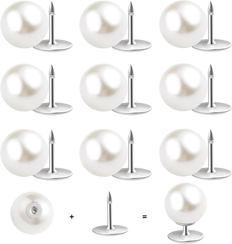 ZLMCUJE 10 juegos de botones de perlas sin botones para coser, broche de perlas, alfileres fijos, sin herramientas, extraíbles, reutilizables para camisa, blusa, vestido, suéter, chal, para mujer (0.394 in)