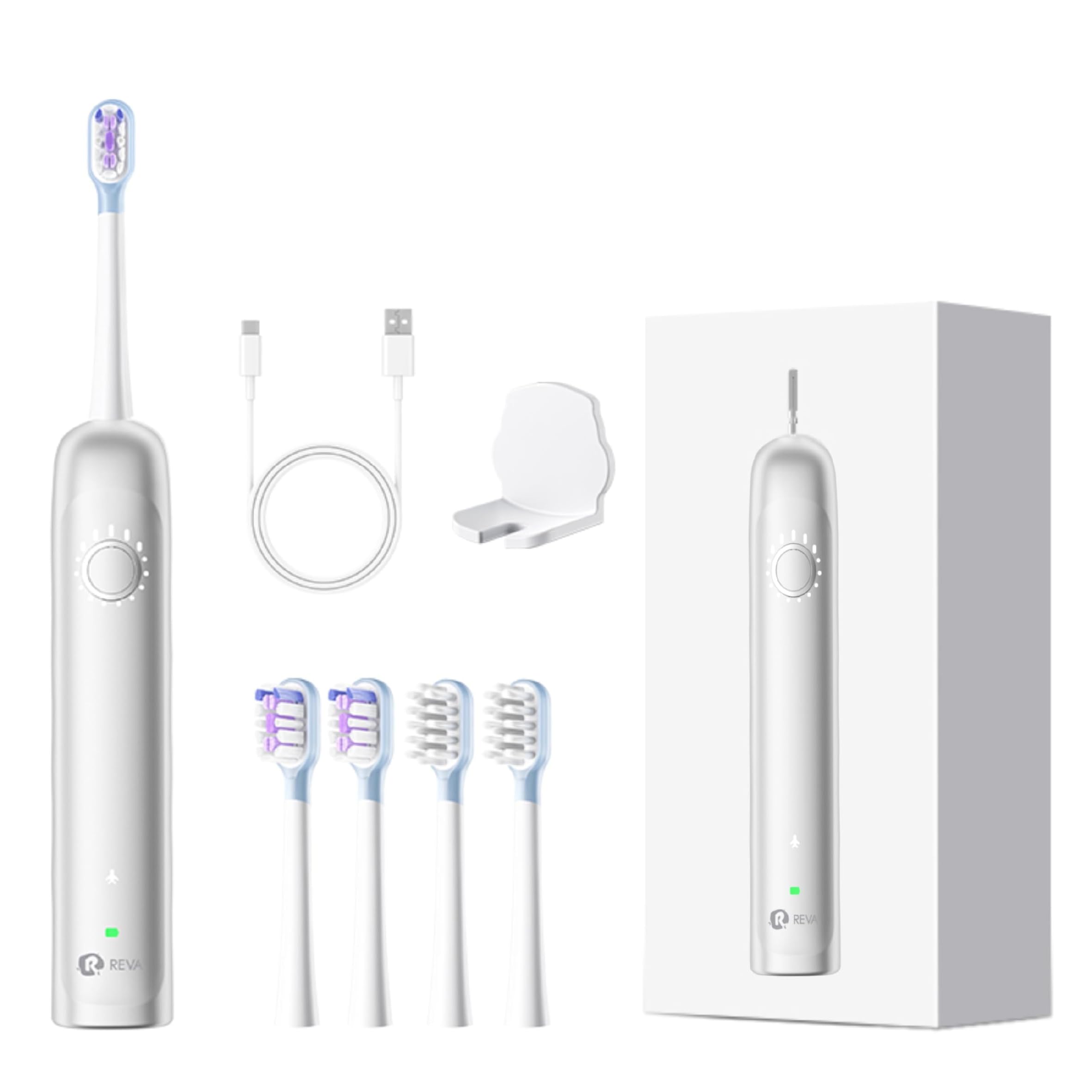Reva X1 Sonic Electric Toothbrush with 4 Brush Heads for Adults - Sweeping & Vibrating, 5 Speed Modes, 60-Day Battery Life, IPX7 Waterproof, Rechargeable, 1-Year Warranty (Silver, Adults)-image-22