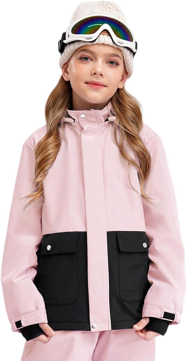 CHICTRY Kids Girls Waterproof Ski Jacket Winter Warm Windproof Snow Coat Long Sleeve Snow Sports Skiing Outerwear