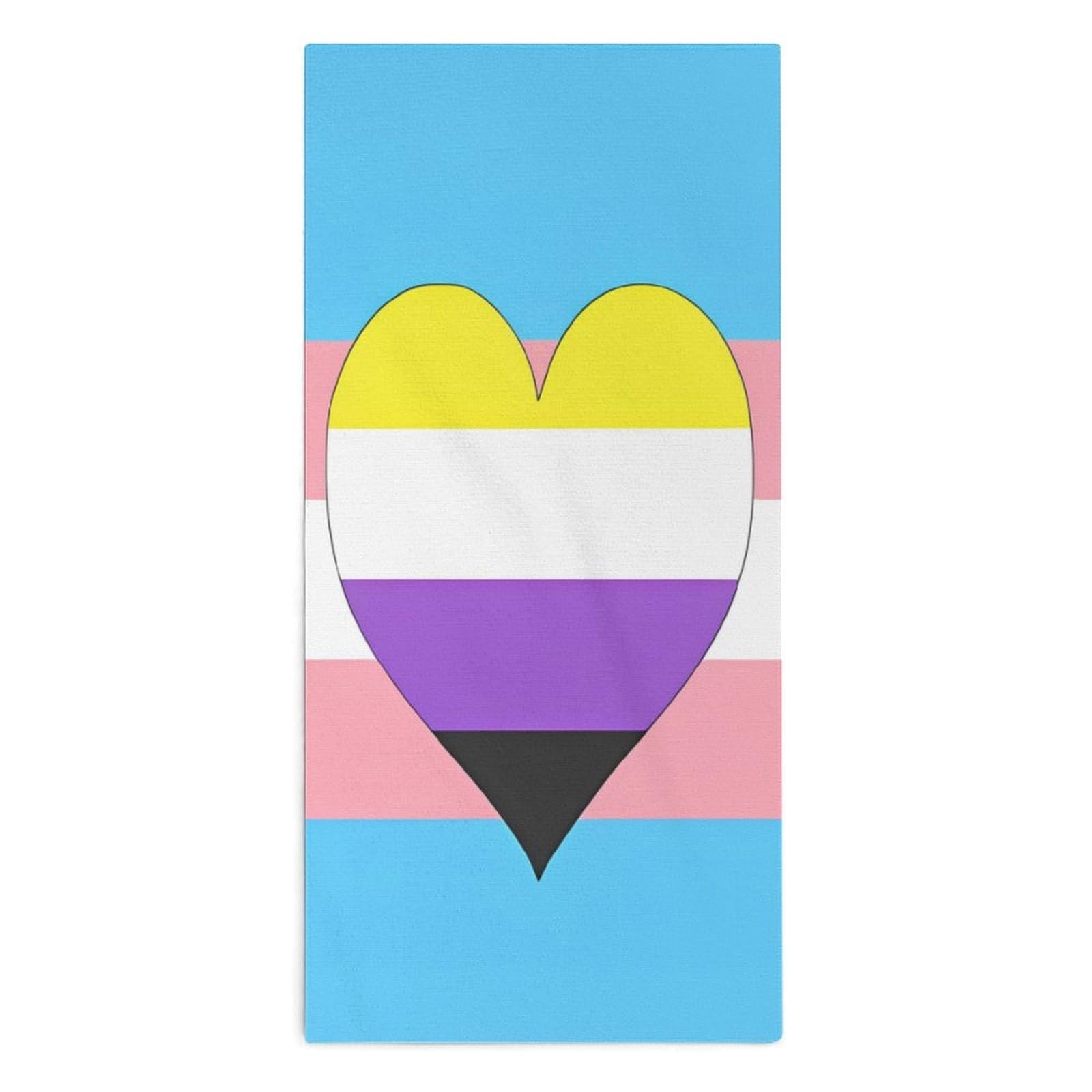 TXFBTRFSA Transgender Non-binary Flag Hand Towels for Adult Face Towel Bath Beach Swim Accessories