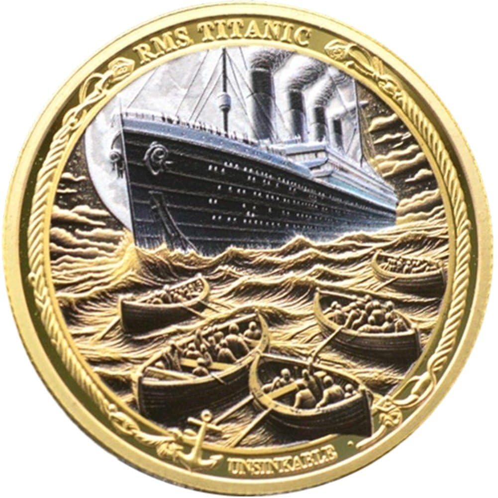 Danlai Gold Titanic Challenge Coin, Titanic Ship Commemorative Coins Collectable Coin Memorabilia Souvenirs Coins