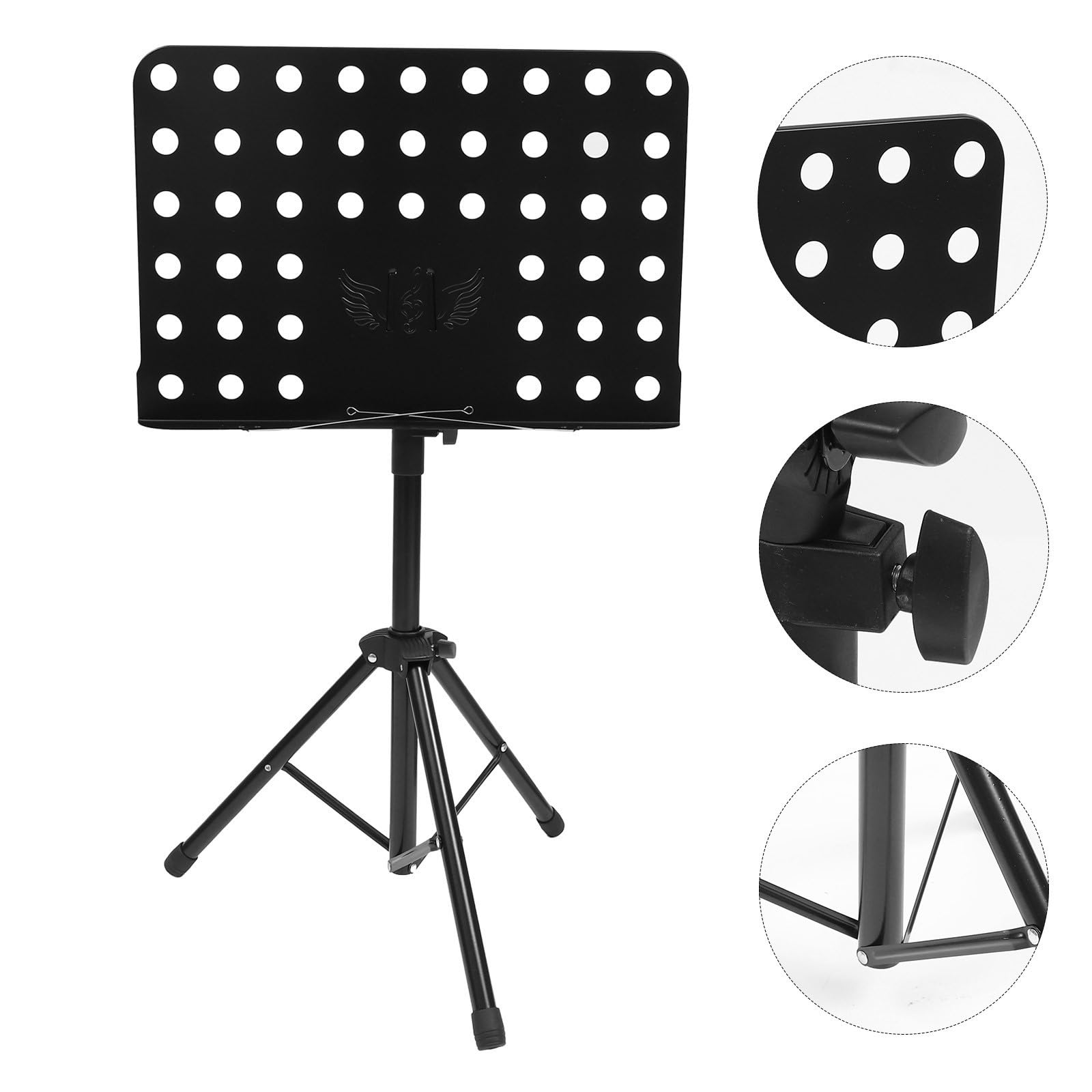 Atril de Partituras Negro Plegable y Ligero de Acero para Libros de Música y Tablets, Adecuado para Tocar Guitarra y Cocinar