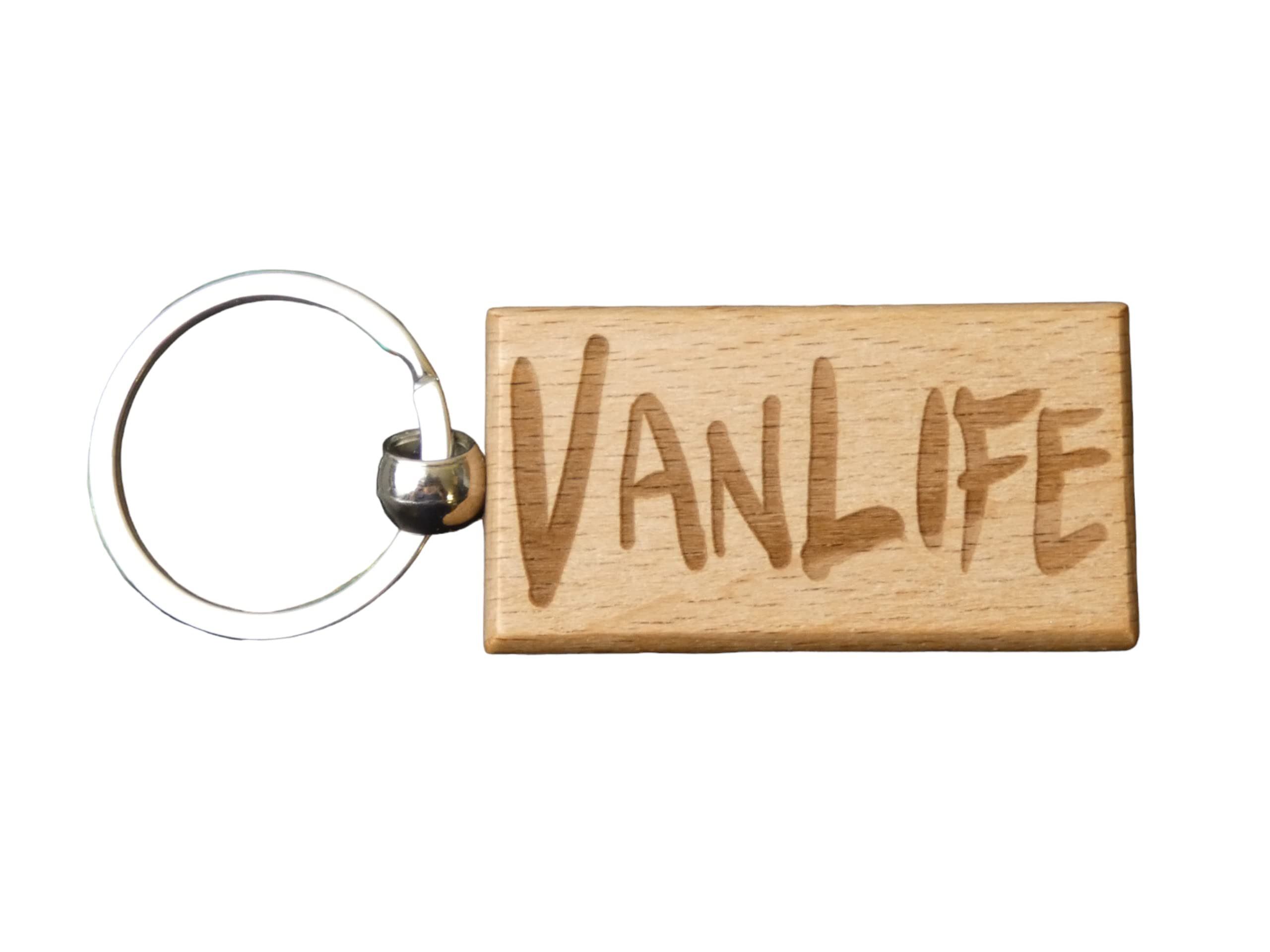 Decalarama Brown Vanlife Keyring Gift - Engraved Wooden Keyring Novelty Nice Custom Campervan Motorhome Present