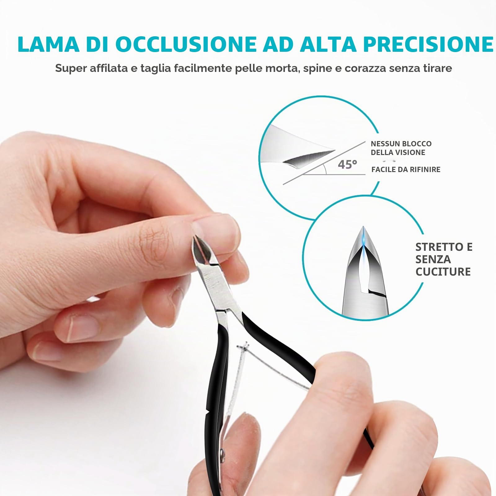 RONAVO Cuticola e Ricrescita Cuticole,4 in 1 Strumenti per Pedicure Manicure,con Forbicine per cuticole,Pelle Morta Remover Forchette, Spingi Cuticole a Doppia Testa,Nano Buffer Per Unghie in Vetro