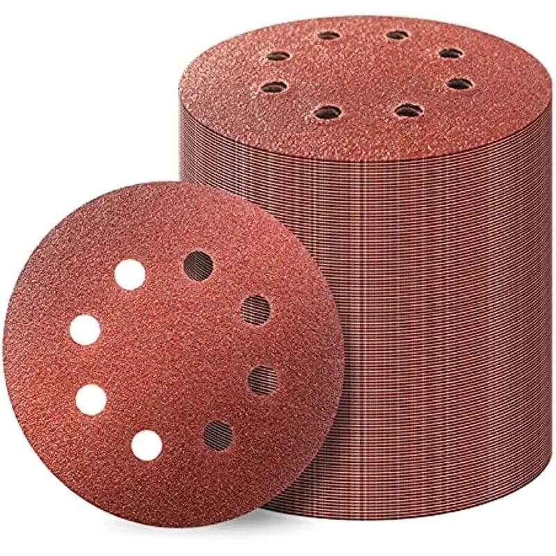 50pcs/Set 5 Inch 8 Hole Hook and Loop Sanding Discs Sandpaper, 60 120 180 240 400 Grits Sand Paper(50pcs 60Grits)