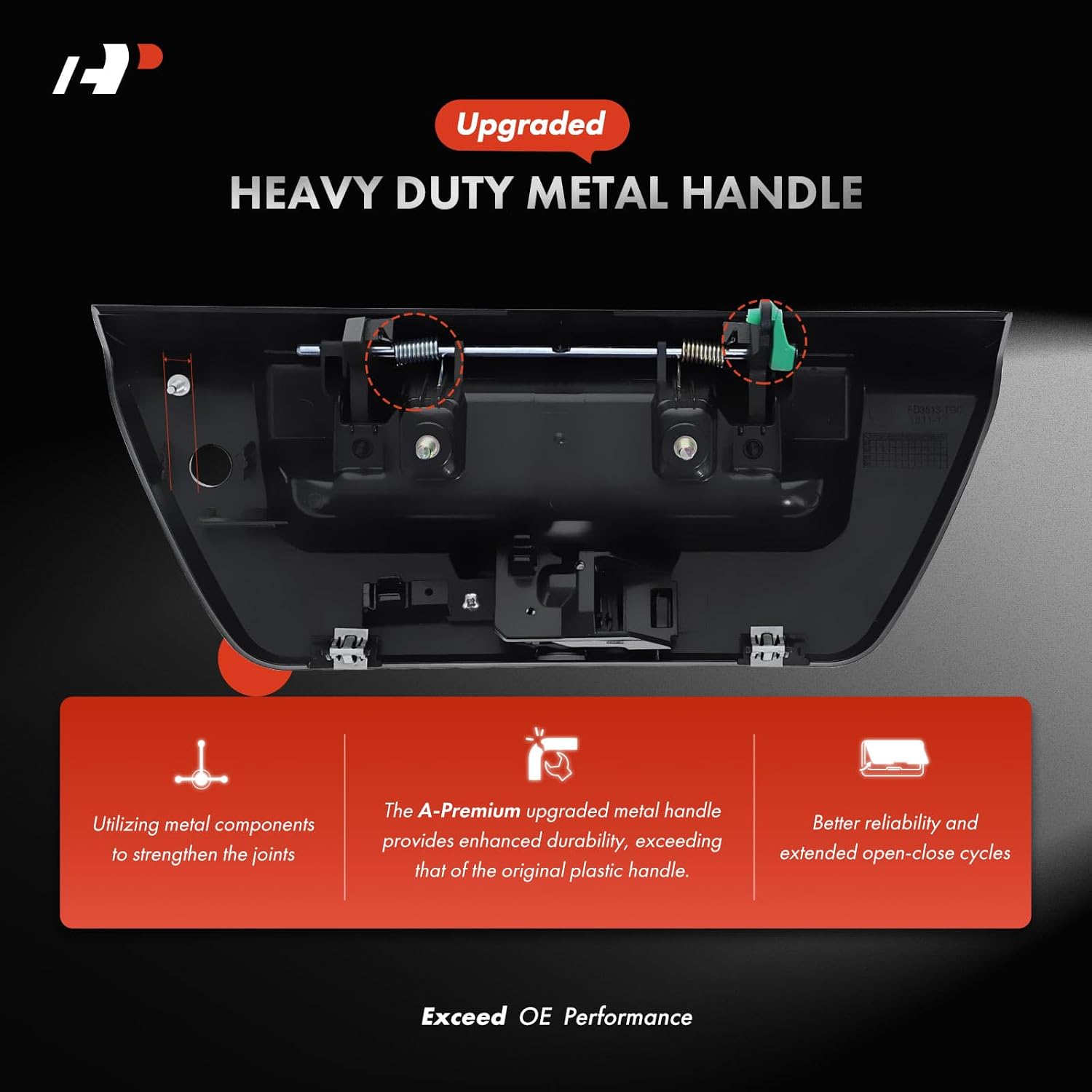 A-Premium - Upgraded Metal Tailgate Handle Compatible with Ford F150 2018 2019 2020 - Manual Lock Type - Primed Black Handle, w/Camera Hole & LED Hole - Replace# JL3Z-9943400-AAPTM-Metal