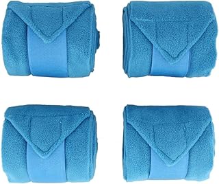Teal Blue Horse Fleece Bandages/Polo Wraps/Stable Wraps Equestrian Leg Wraps Set of 4 TACK Equestrian Boots Protection